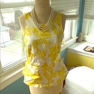 Banana Republic Yellow Peplum Top Size 6